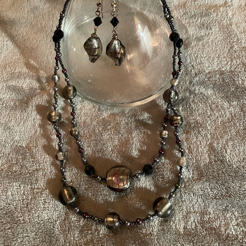 Murano Glass Necklace and Earring Set